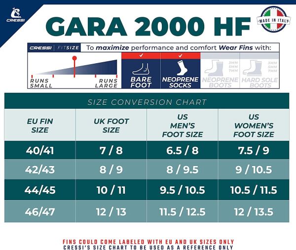 Cressi Gara 2000 Hf Dalış Paleti Standart - NO:40-41