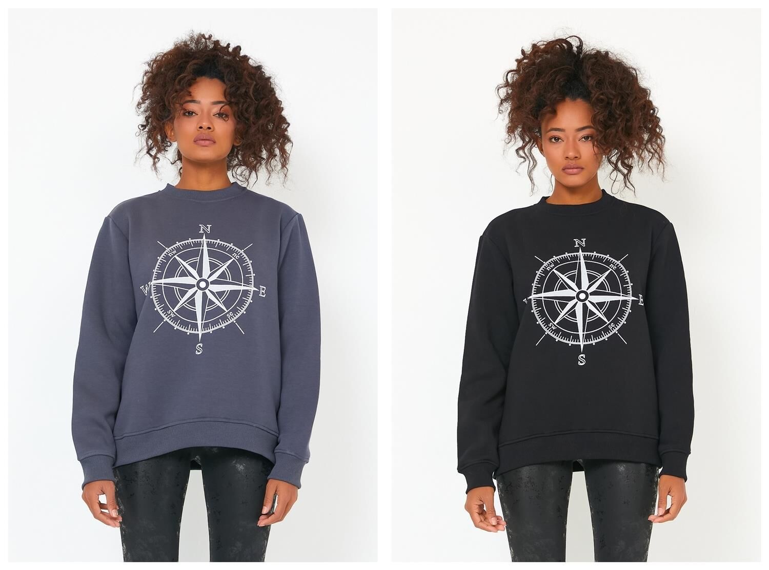 North Trace Seasonal Kadın Sweatshirt ( Pusula Baskılı )