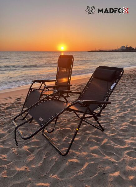 Madfox EasyRest Katlanır Şezlong Sandalye SİYAH