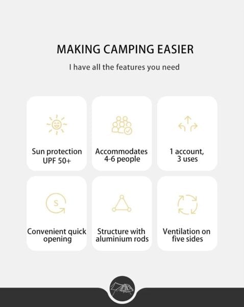 Naturehike Ango UPF 50+ Gölgelikli Otomatik Kurulum Kamp Çadırı