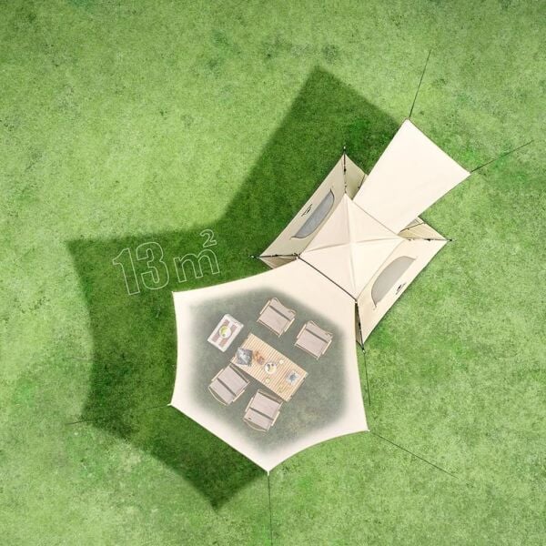 Naturehike Ango UPF 50+ Gölgelikli Otomatik Kurulum Kamp Çadırı 2 Kişilik - Ekstra Gölgelikli / Gümüş