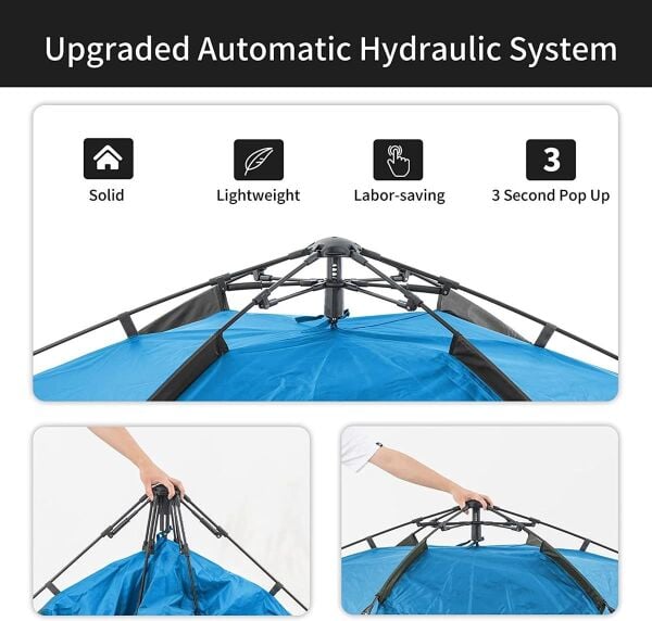 Naturehike 3 Kişilik Otomatik Kamp Çadırı MAVİ