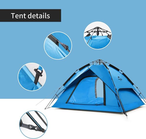 Naturehike 3 Kişilik Otomatik Kamp Çadırı MAVİ