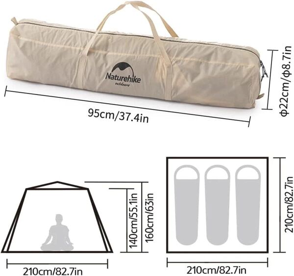 Naturehike Ango Pop Up (UPF 50+) Otomatik 3 Kişilik Aile Çadırı HAKİ