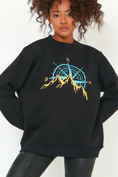 North Trace Seasonal Kadın Sweatshirt ( Dağ Baskılı )