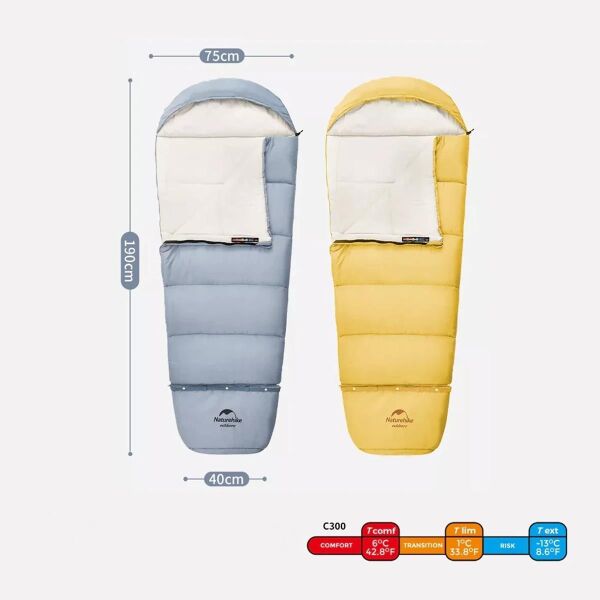 Naturehike C300 UltraLight Pamuklu Uyku Tulumu -13°C ( Çocuk ) Sarı - Right
