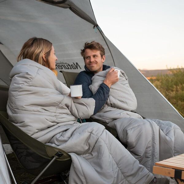 Naturehike HD250 Zarf Tarzı Yastıklı Çift Kişilik Pamuklu Uyku Tulumu Grayish Brown