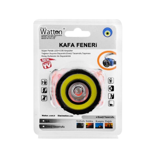 Black Watton COB+3W Lümen Ledli Kafa Feneri