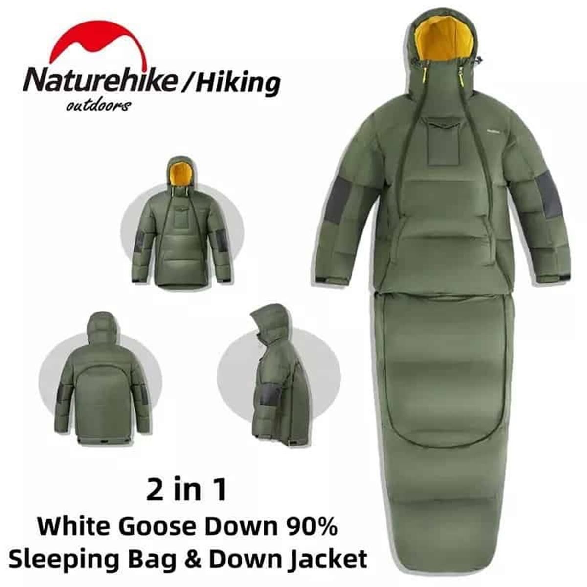 Naturehike UltraLight Kaz Tüyü 2IN1 Uyku Tulumu & Ceket (-15°C & -8°C ) YEŞİL