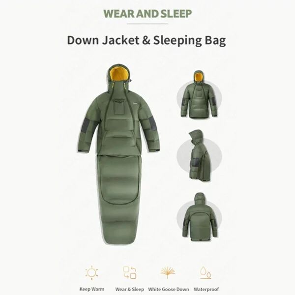 Naturehike UltraLight Kaz Tüyü 2IN1 Uyku Tulumu & Ceket (-15°C & -8°C ) YEŞİL
