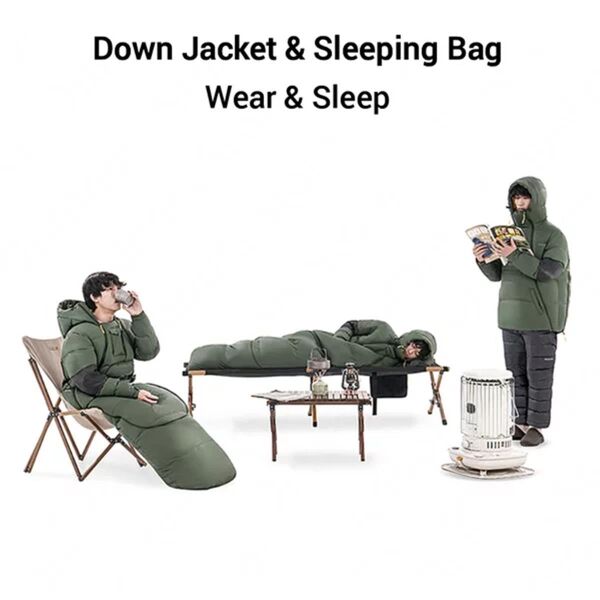Naturehike UltraLight Kaz Tüyü 2IN1 Uyku Tulumu & Ceket (-15°C & -8°C ) YEŞİL