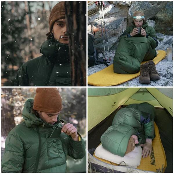 Naturehike UltraLight Kaz Tüyü 2IN1 Uyku Tulumu & Ceket (-15°C & -8°C ) YEŞİL