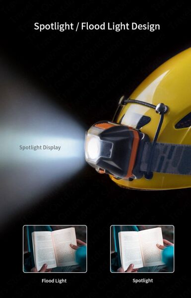 Naturehike TD-02 Lightweight Şarjlı Kafa Lambası 150 Lümen Turuncu/Gri