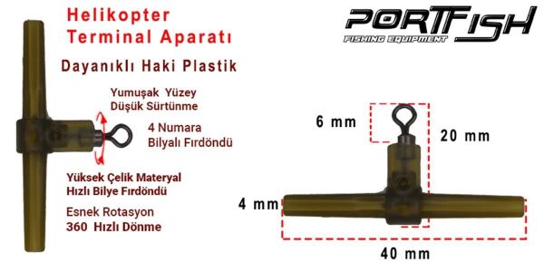 Portfish Helicopter Terminal Tackle T Fırdöndü (Sissy Aparatı)