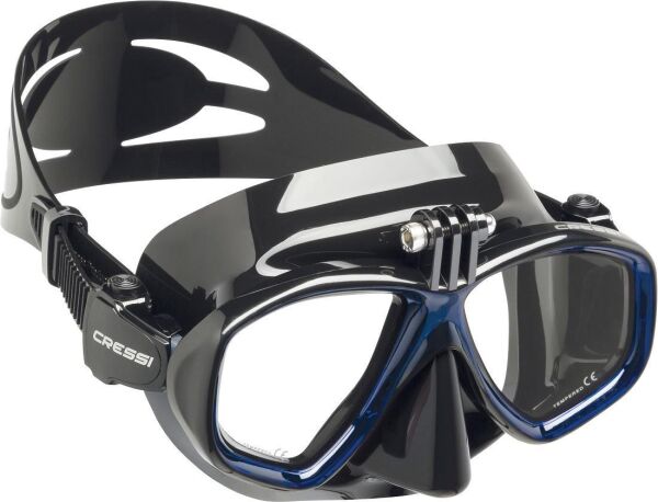 Cressi Action Dalış Maskesi Su Altı Kamera Aparatlı BLACK-FRAME BLUE