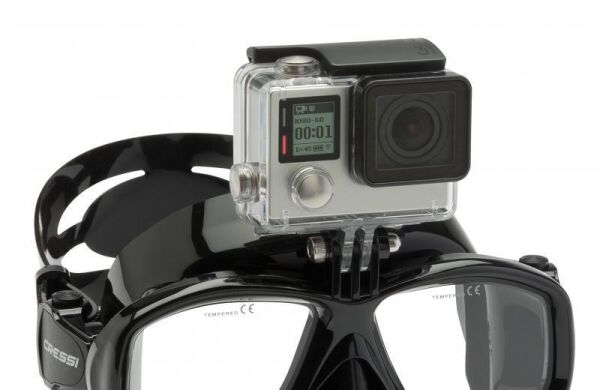 Cressi Action Dalış Maskesi Su Altı Kamera Aparatlı BLACK-FRAME BLUE