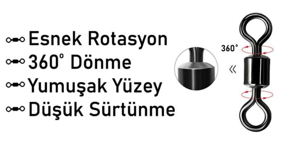 PortFish Rolling Swivel Bilyalı Gross Fırdöndü
