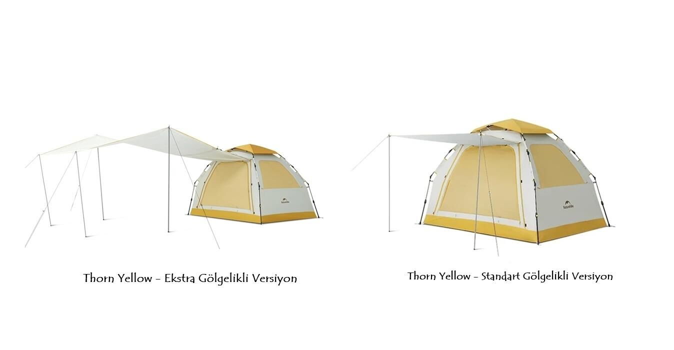 Naturehike Ango ES60 Gölgelikli Otomatik Kurulum Kamp Çadırı Thorn Yellow - Ekstra Gölgelikli