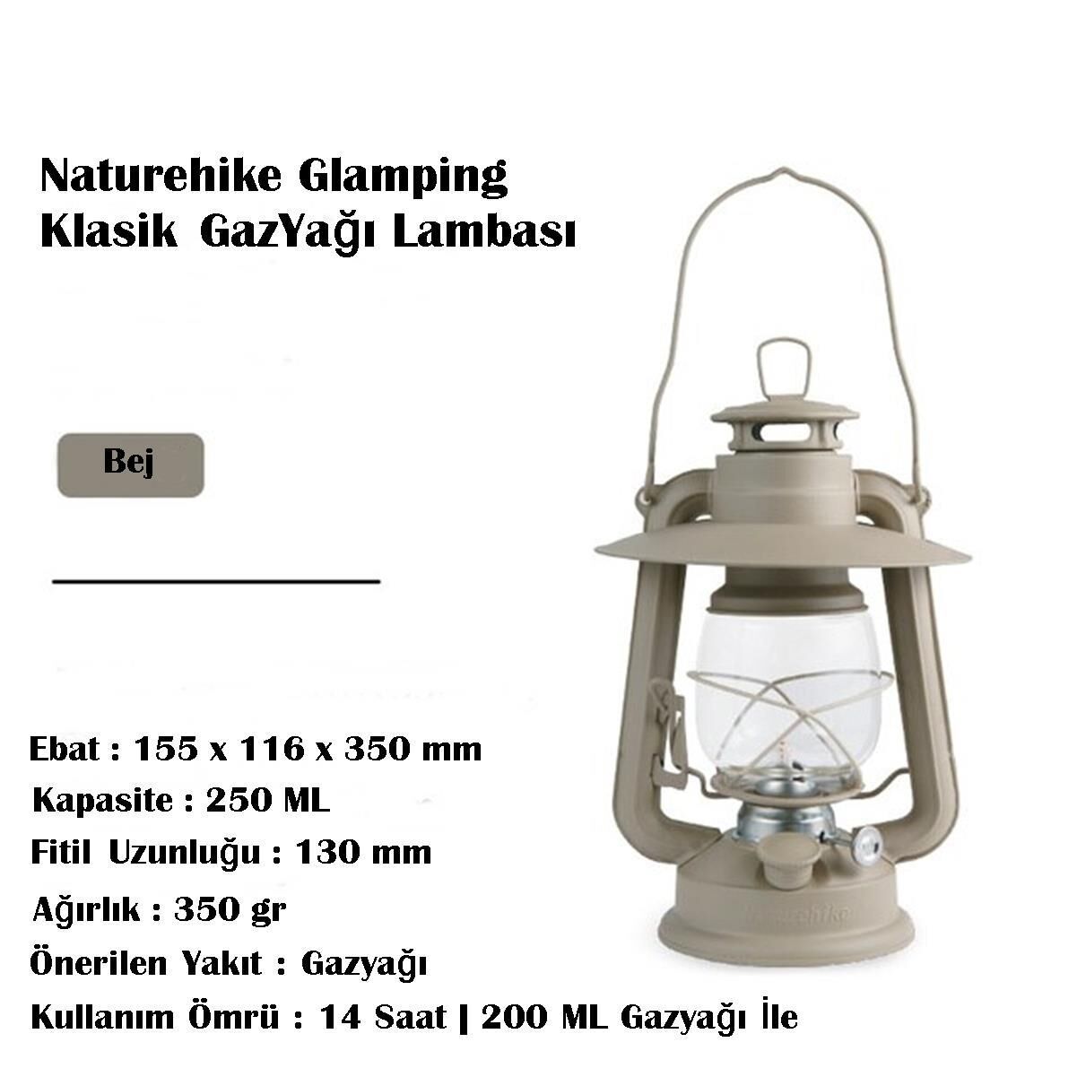 Naturehike Glamping Klasik GazYağı Lambası Bej