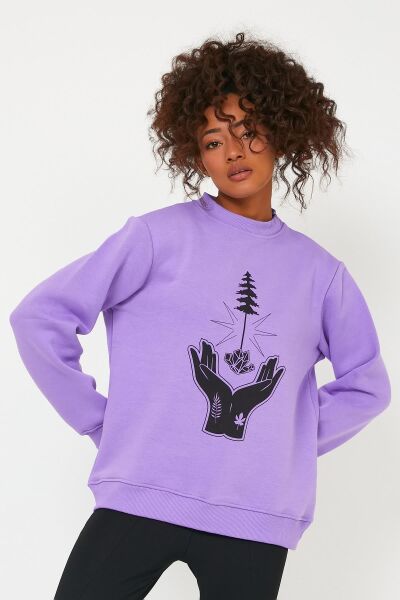 North Trace Seasonal Kadın Sweatshirt ( El-Ağaç Baskılı )