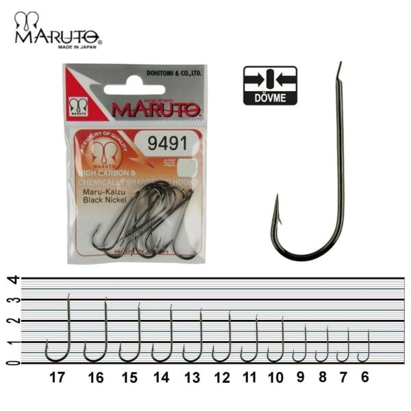 Maruto 9491 Maru-Kaizu Düz Olta İğnesi Black Nickel - NO:13