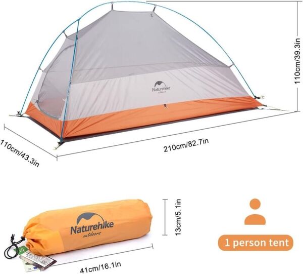 Naturehike Cloud UP-1 Ultralight Kamp Çadırı ORANGE - 210T - Tek Kişilik