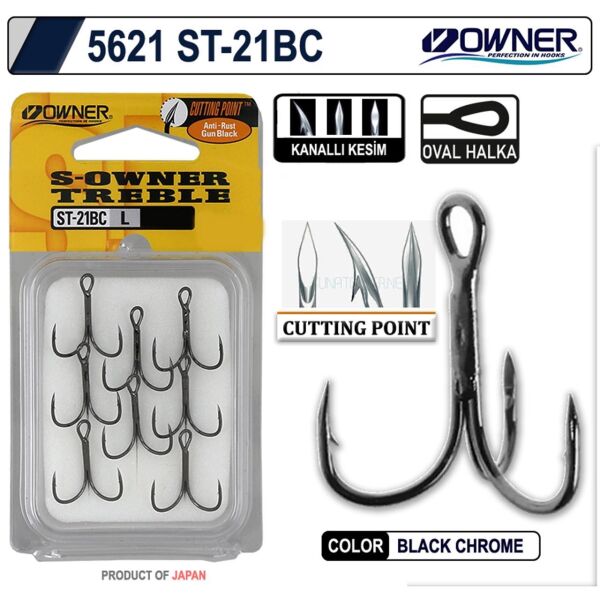Owner S-Owner Treble 5621 ST-21BC Black Chrome Çarpma Olta İğnesi