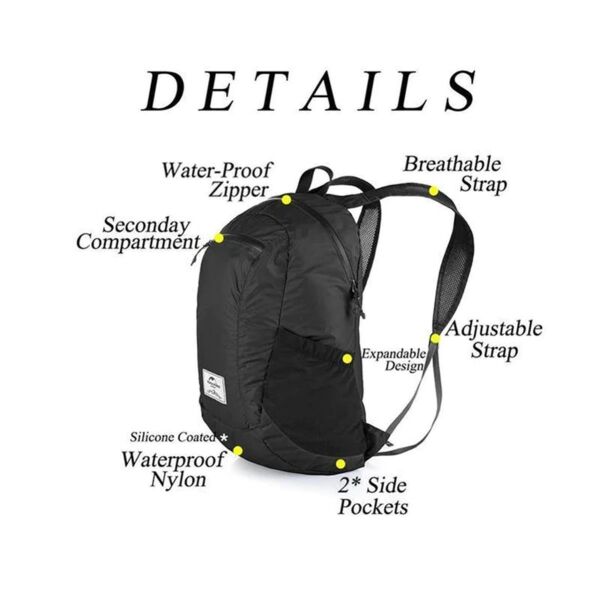 Naturehike UltraLight Katlanır Sırt Çantası 22 Lt SİYAH