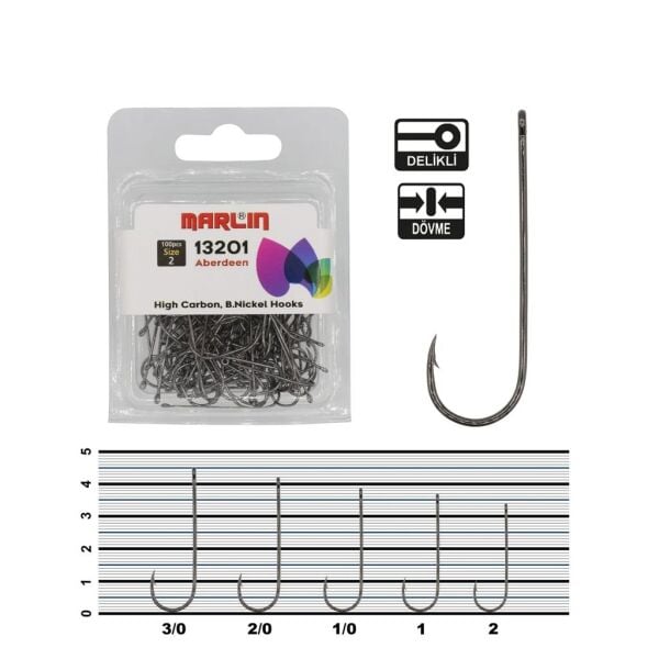 Marlin H13201 Aberdeen HC BN Olta İğnesi 100'lü Black Nickel - NO:2/0