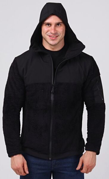 North Trace Gecko Kapüşonlu Erkek Welsoft Polar SİYAH - L