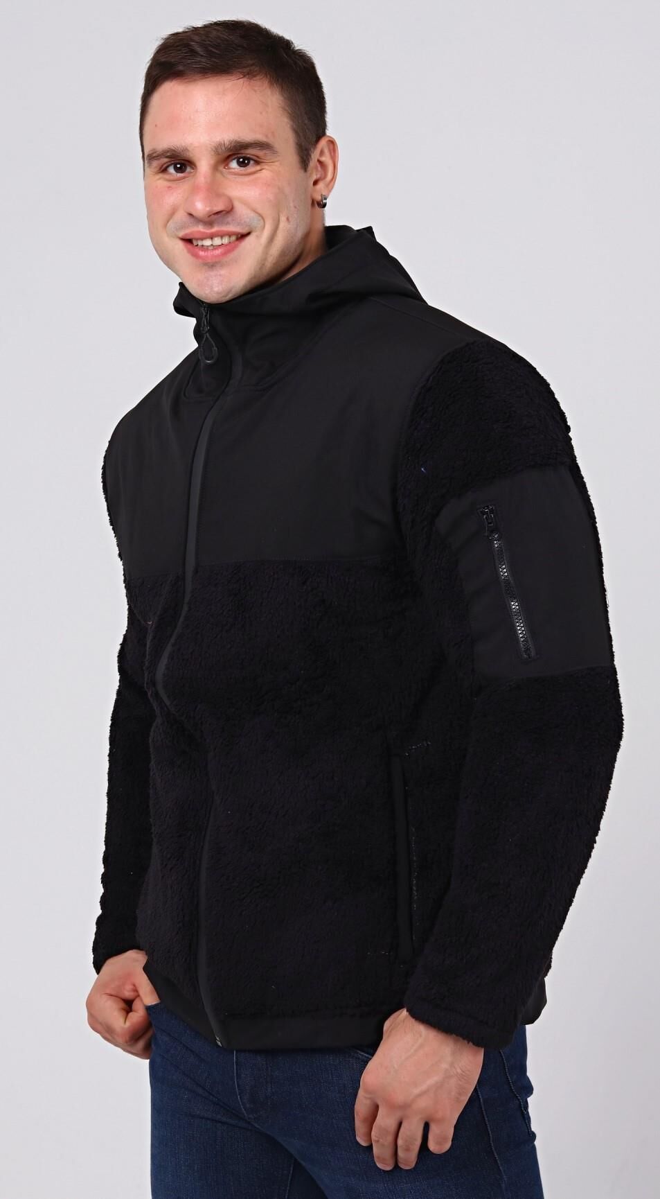 North Trace Gecko Kapüşonlu Erkek Welsoft Polar SİYAH - 2XL