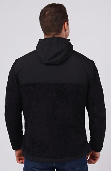 North Trace Gecko Kapüşonlu Erkek Welsoft Polar SİYAH - 2XL