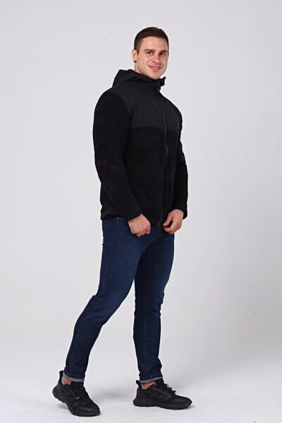 North Trace Gecko Kapüşonlu Erkek Welsoft Polar SİYAH - 2XL