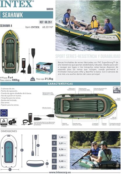 İntex Seahawk™ 4 Şişme Bot Set | 351x145x48cm |