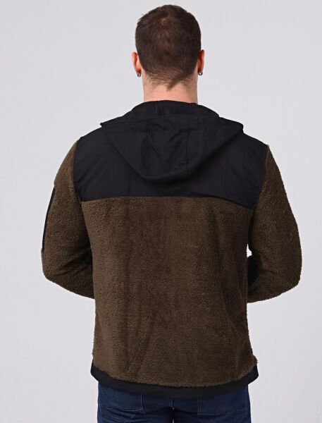 North Trace Gecko Kapüşonlu Erkek Welsoft Polar HAKİ - 2XL