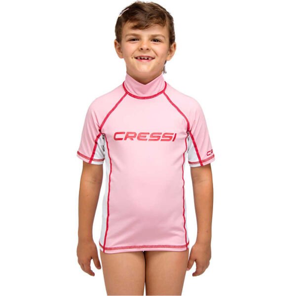 Cressi Rash Guard Junior Girl Kısa Kollu T-Shirt PINK-WHITE - NO:2