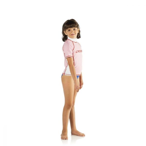 Cressi Rash Guard Junior Girl Kısa Kollu T-Shirt PINK-WHITE - NO:2