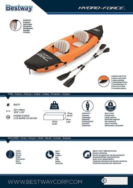 Bestway Hydro Force Lite-Rapid X2 Inflatable Kayak Şişme Kano