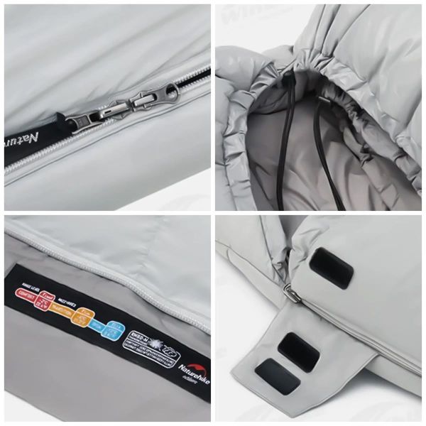 Naturehike RM40 (M) Patchable UltraLight Pamuklu Uyku Tulumu -8°C Light Grey - Left