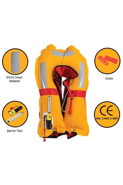 Mesica GDR 175 Otomatik 150N Yetişkin Şişme Can Yeleği KIRMIZI