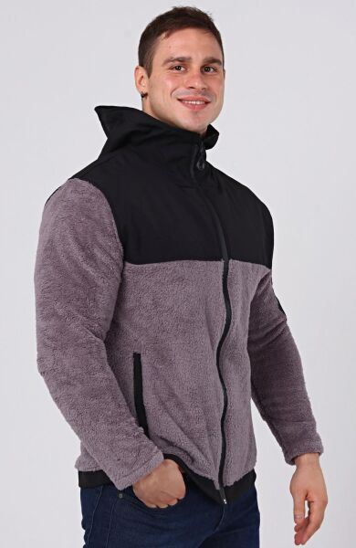 North Trace Gecko Kapüşonlu Erkek Welsoft Polar GRİ - S