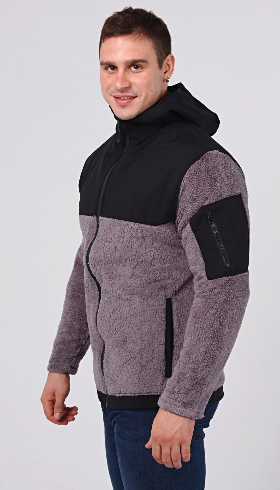 North Trace Gecko Kapüşonlu Erkek Welsoft Polar GRİ - XL