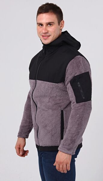 North Trace Gecko Kapüşonlu Erkek Welsoft Polar GRİ - XL