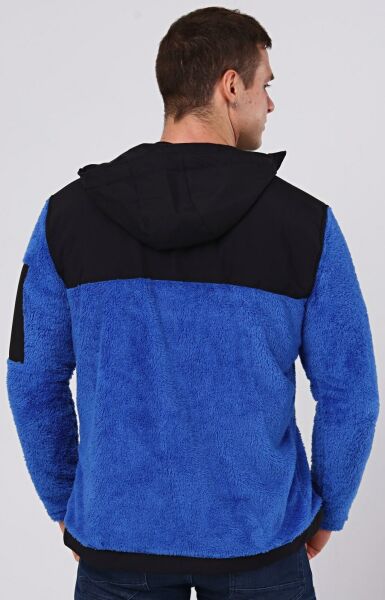 North Trace Gecko Kapüşonlu Erkek Welsoft Polar Saks Mavi - 2XL