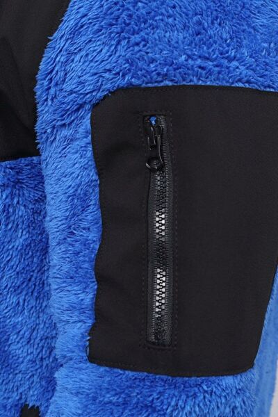 North Trace Gecko Kapüşonlu Erkek Welsoft Polar Saks Mavi - 2XL