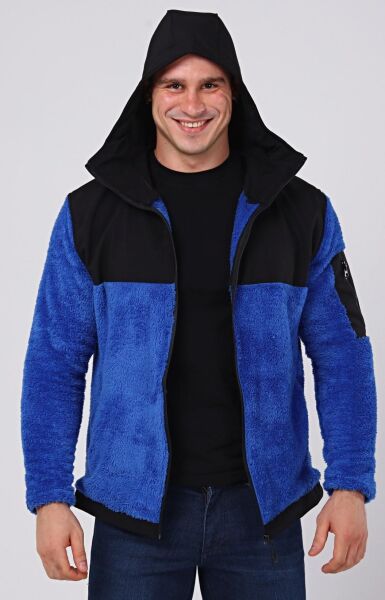 North Trace Gecko Kapüşonlu Erkek Welsoft Polar Saks Mavi - L