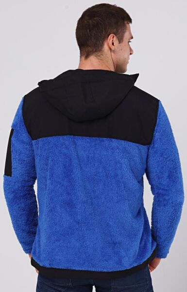 North Trace Gecko Kapüşonlu Erkek Welsoft Polar Saks Mavi - L