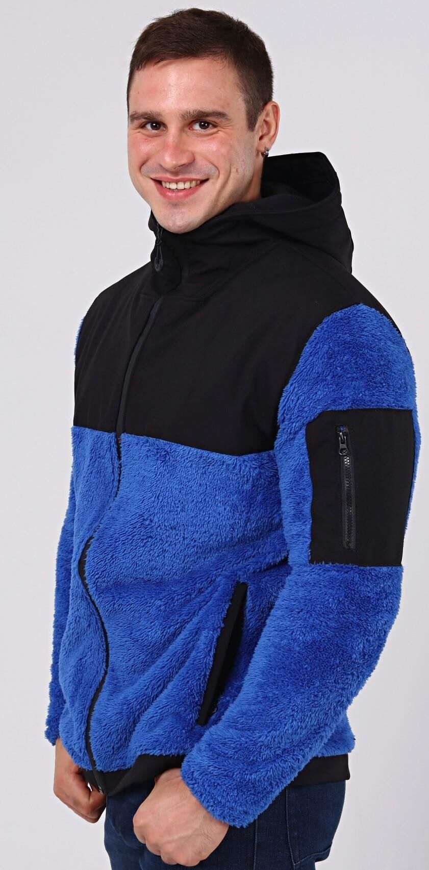 North Trace Gecko Kapüşonlu Erkek Welsoft Polar Saks Mavi - XL