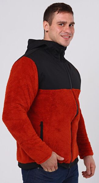 North Trace Gecko Kapüşonlu Erkek Welsoft Polar Kiremit - 2XL