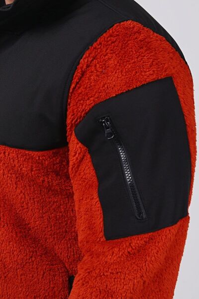 North Trace Gecko Kapüşonlu Erkek Welsoft Polar Kiremit - 2XL